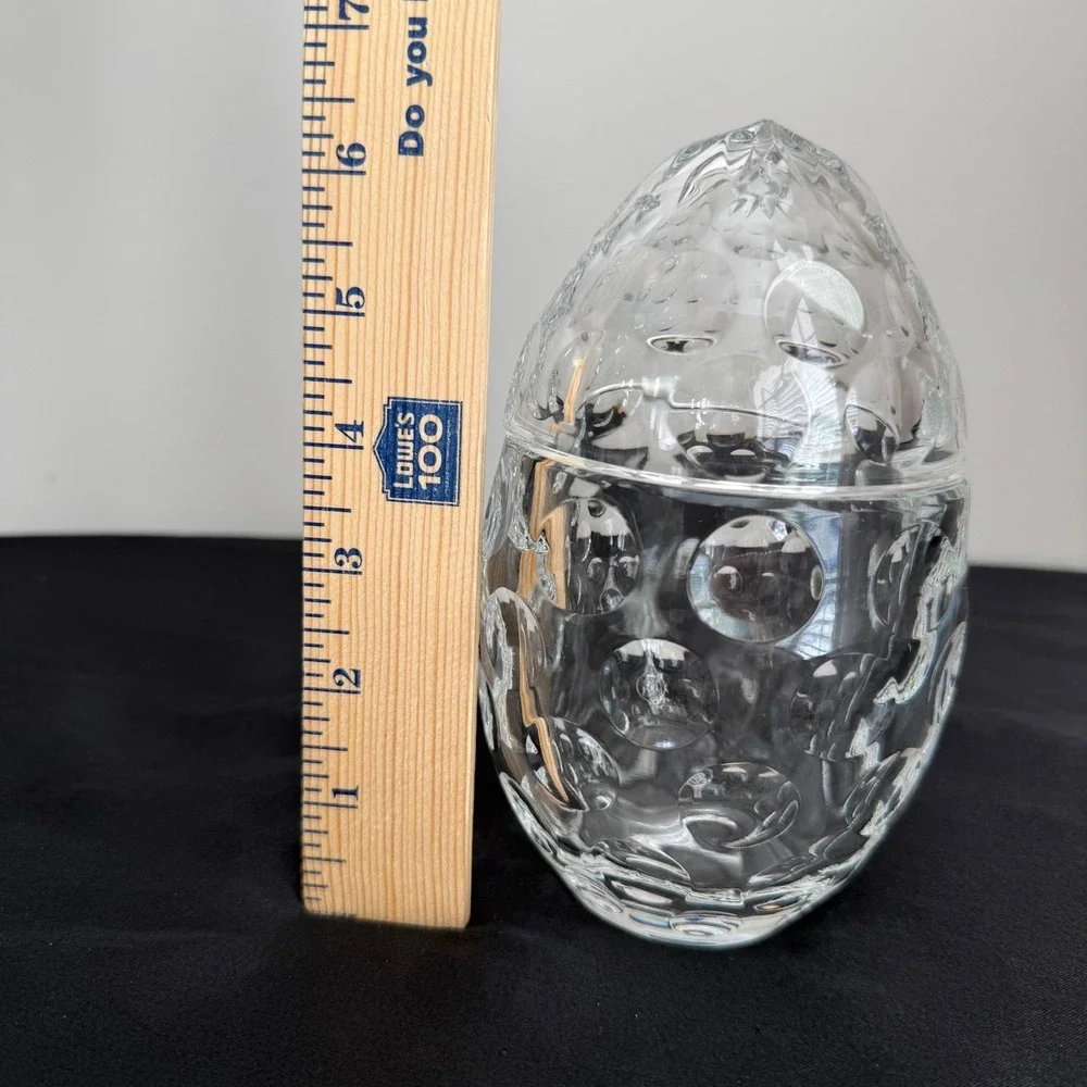 Godinger Crystal Legends Egg Trinket Box Candy Dish 24% Lead Crystal Made Poland